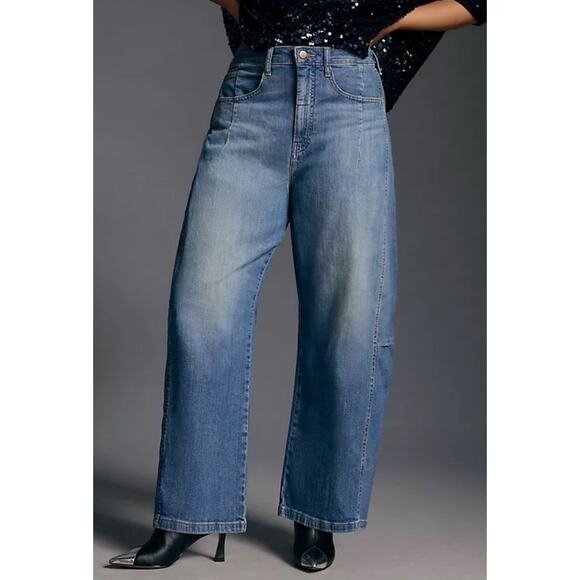Pilcro Pants - Anthropologie Pilcro The Kenna Mid Rise Heritage Barrel Jeans Blue Size 27 Denim
